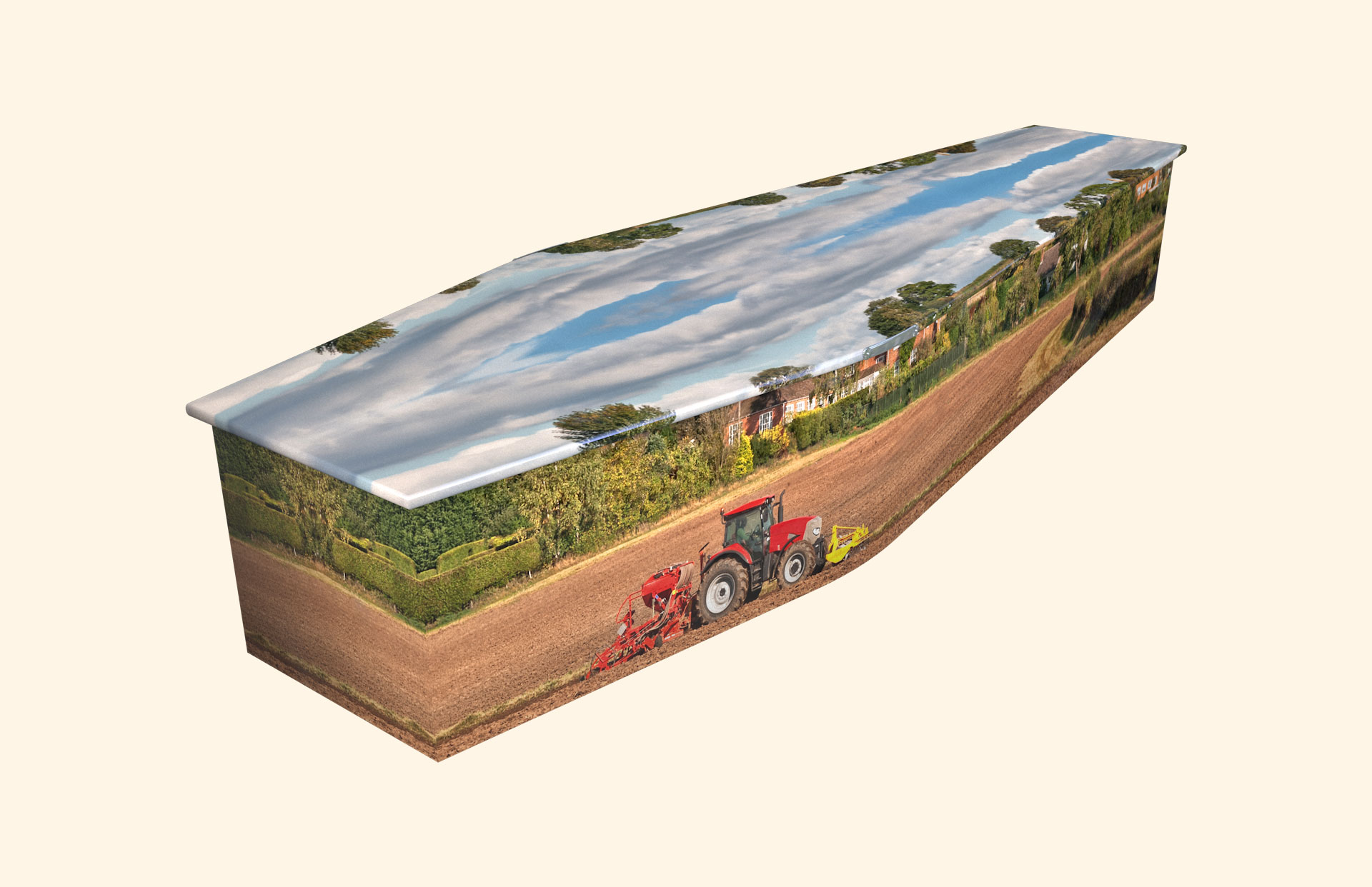 Last Harvest design on a traditional coffin
